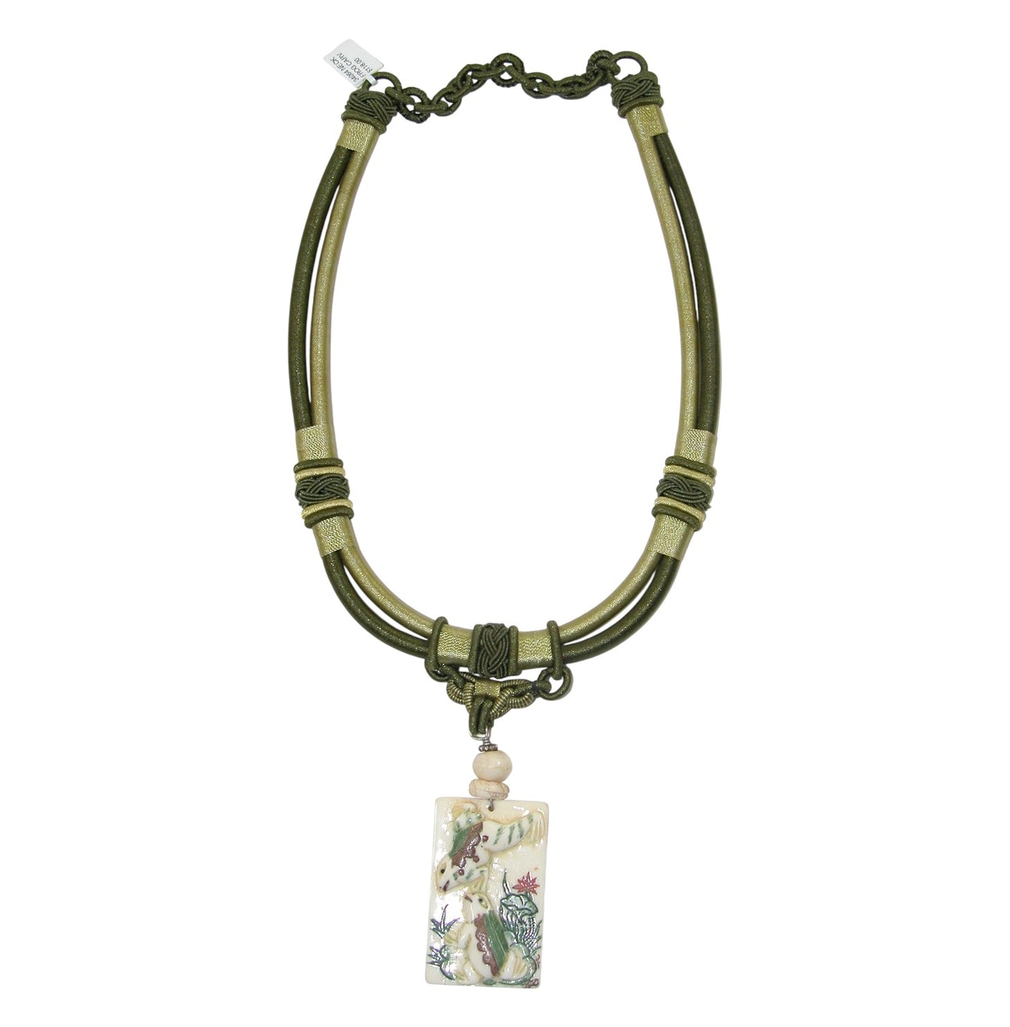 34064 Carved Frog Sterling Silver Necklace