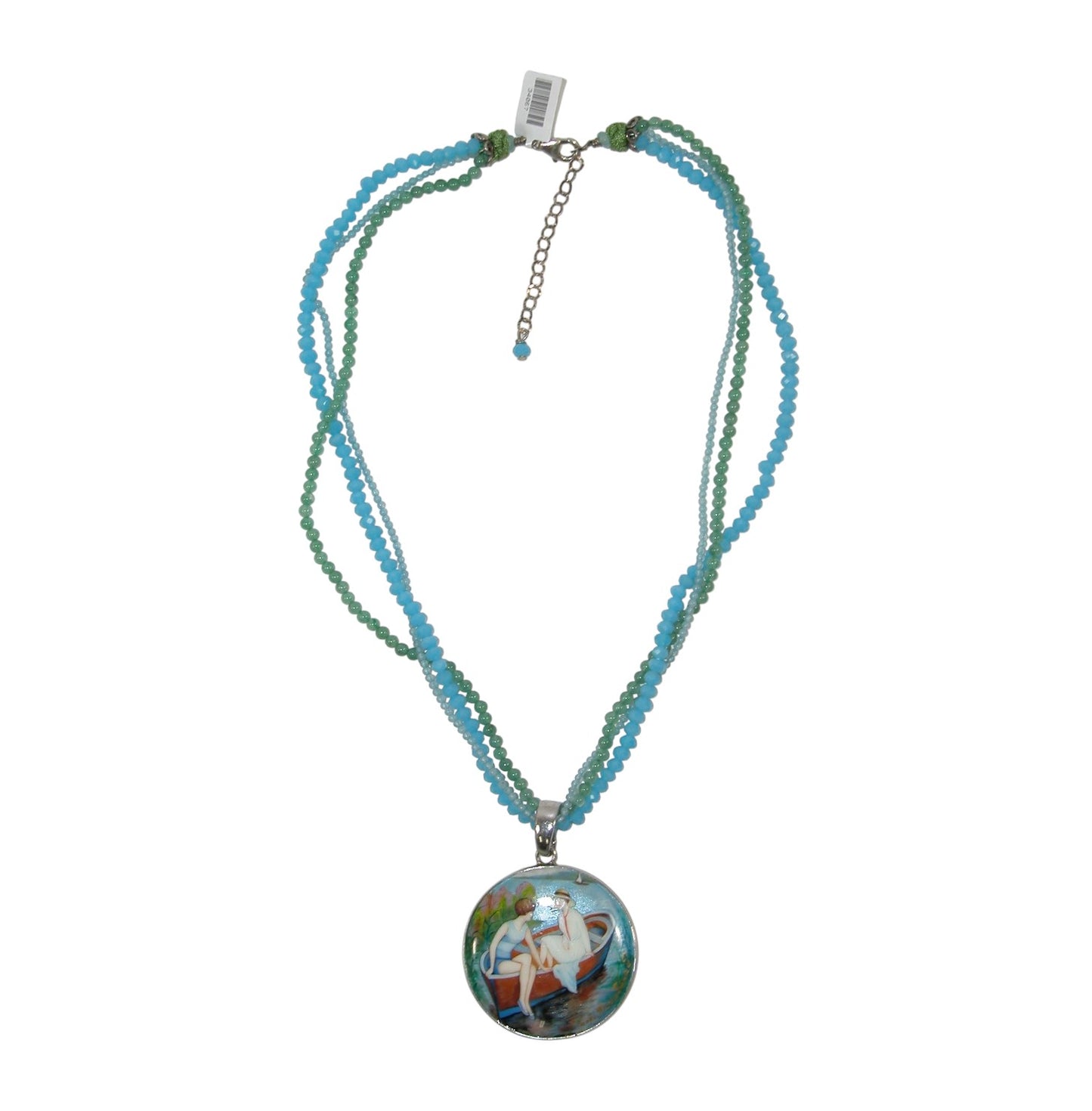 34067 Hand Painted Miniature Sterling Silver Necklace