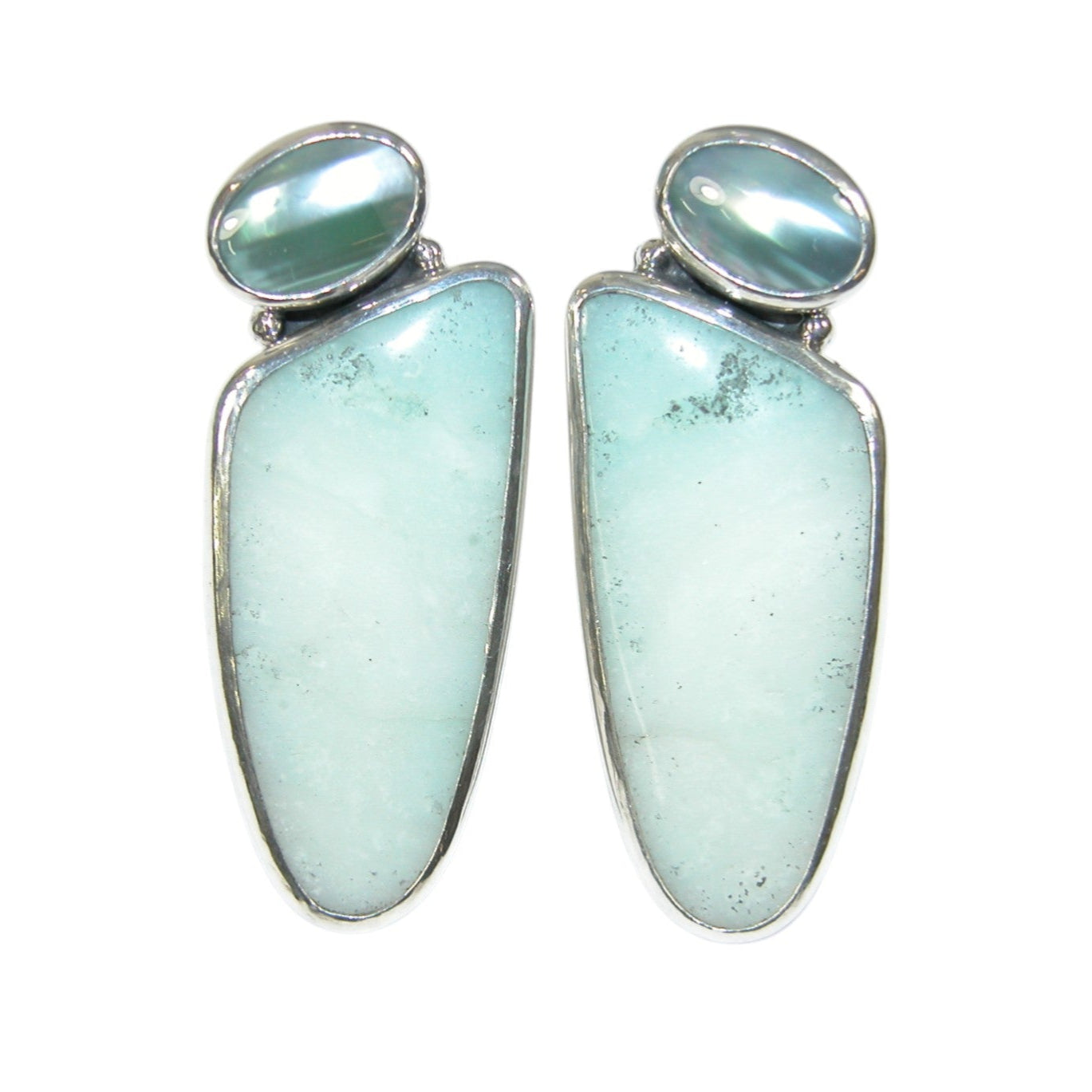 34114B Blue Mabe Pearl Sterling Silver Earrings