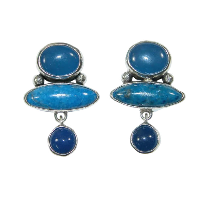 34118 Blue Onyx, Lapis, Quartz Sterling Silver Earrings