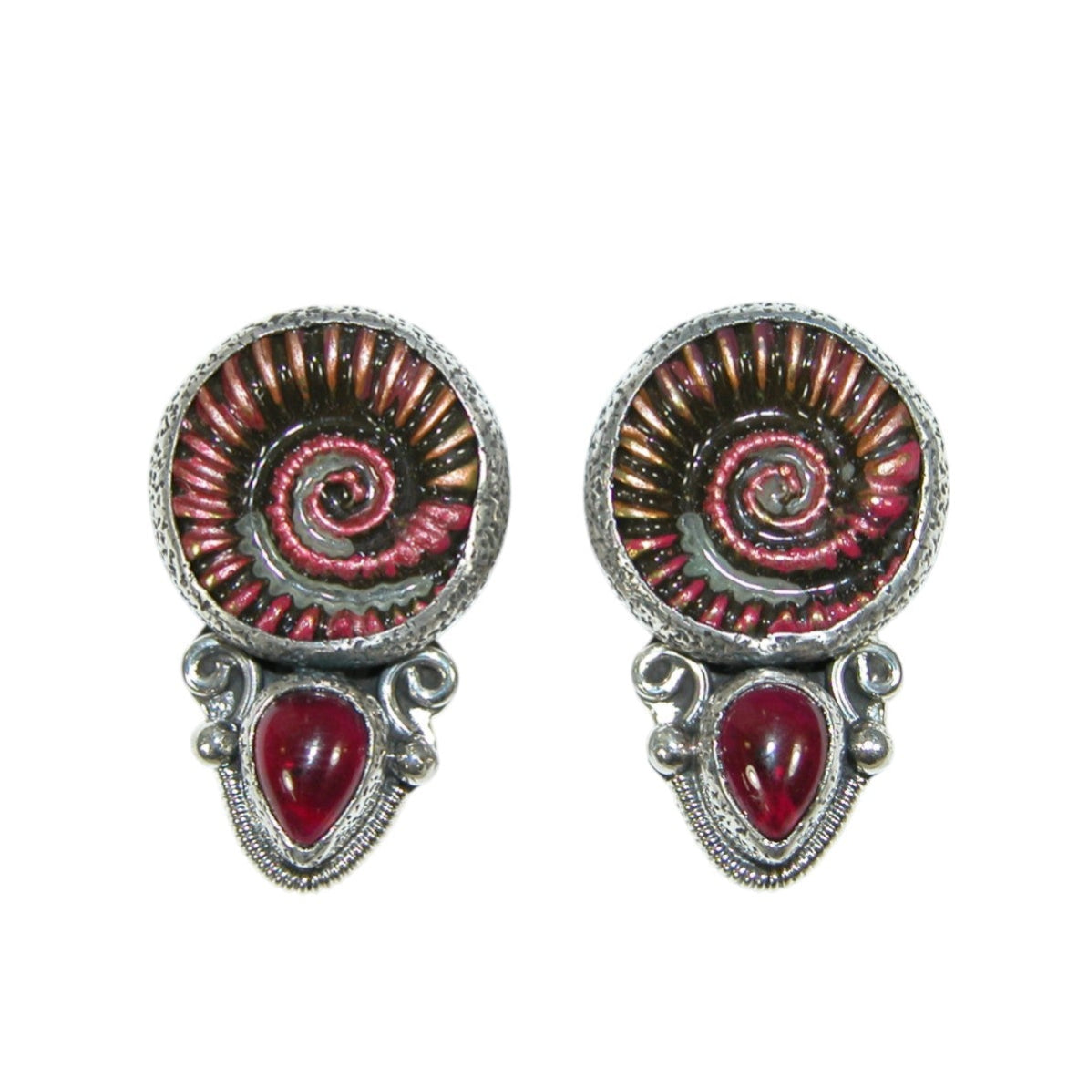 34141D Hand Enamel Sterling Silver Earrings