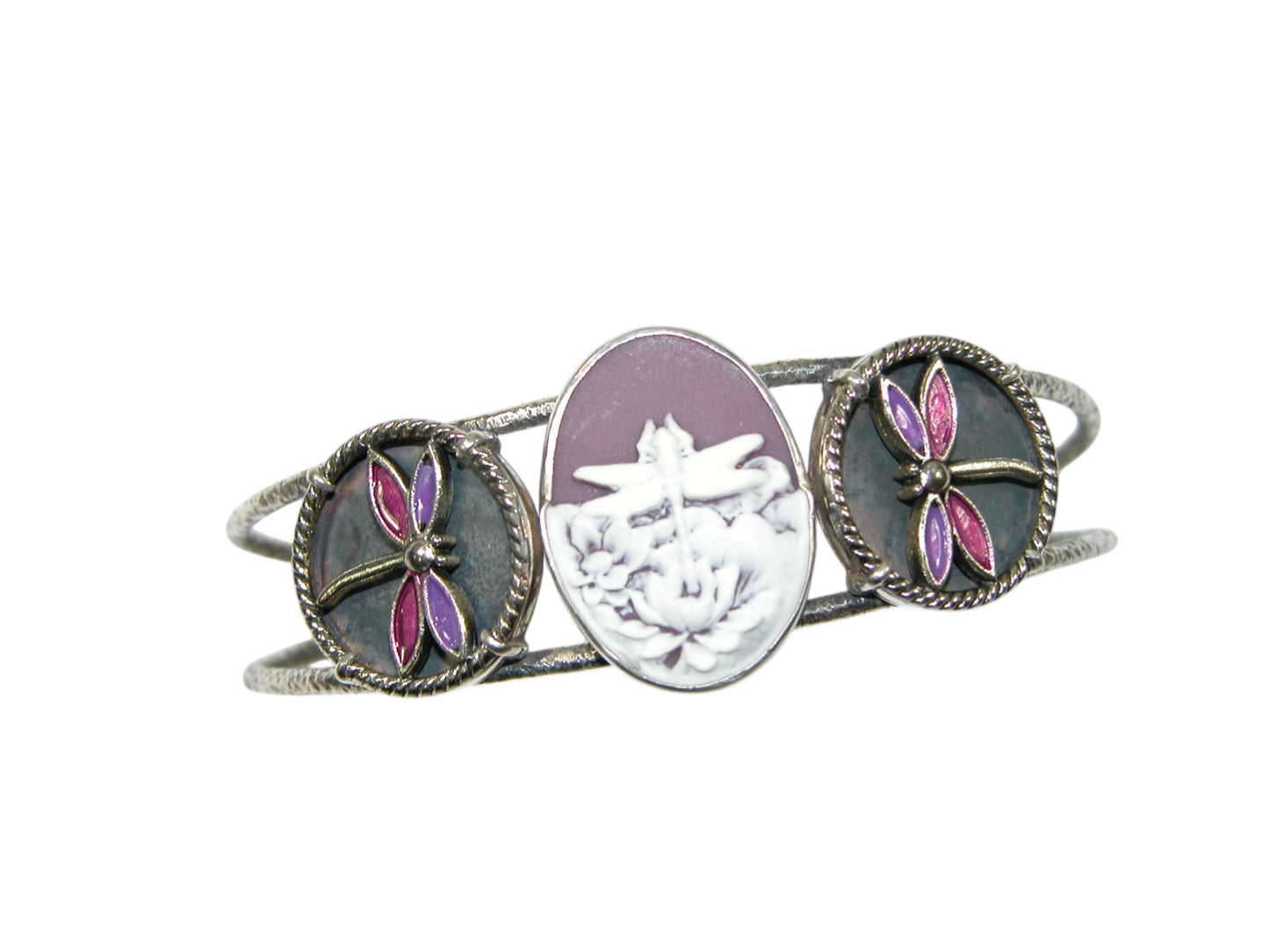 34163 Purple Cameo Sterling Silver Bracelet