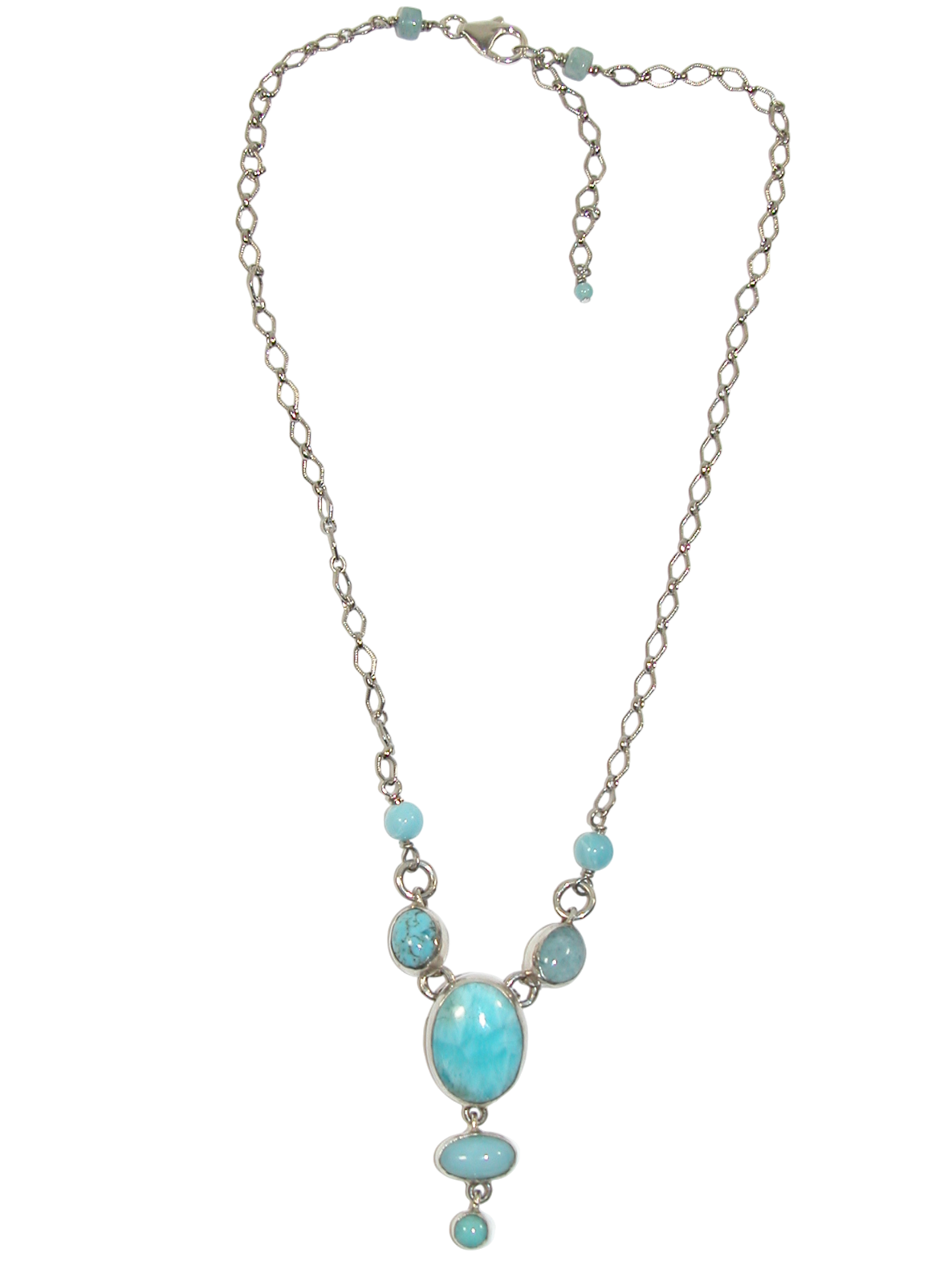 34198 Larimar Sterling Silver Y Necklace