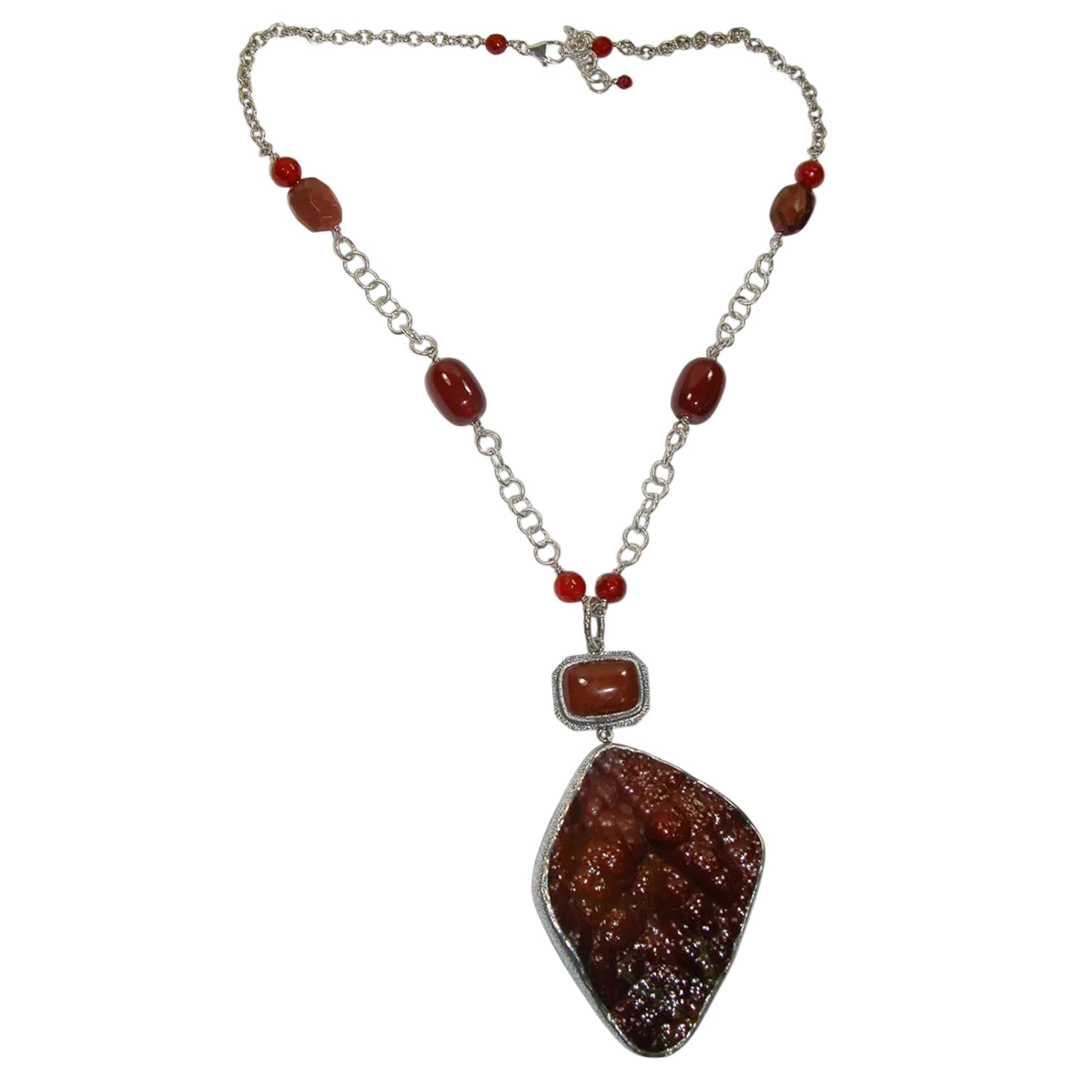 34214 Natural Mineral Pendant with Carnelian on Chain Necklace