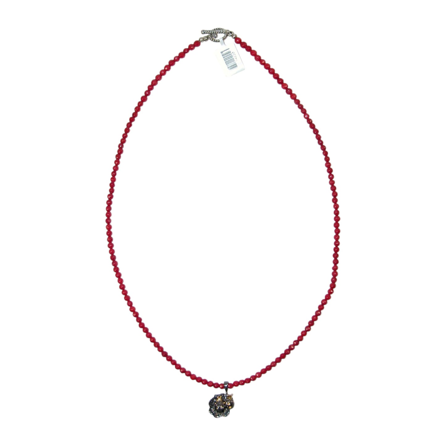 34220 Coral Lady Bug Sterling Silver Necklace