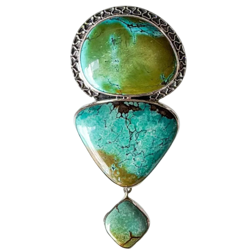 34351 Three Stone Turquoise Pin / Pendant