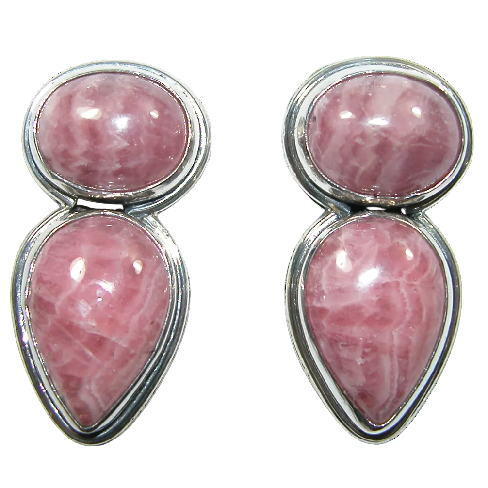 34368 Rhodochrosite, 2 Stone, Sterling Silver Earring