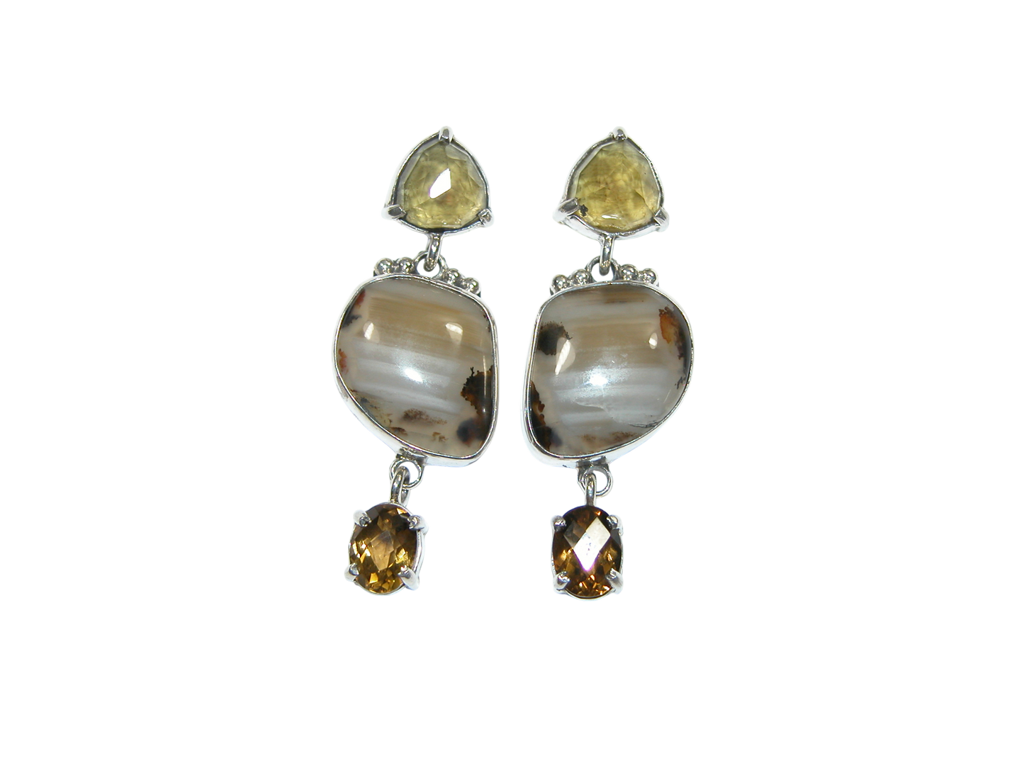 34381A Cognac Topaz Agate Sterling Silver Dangle Earring