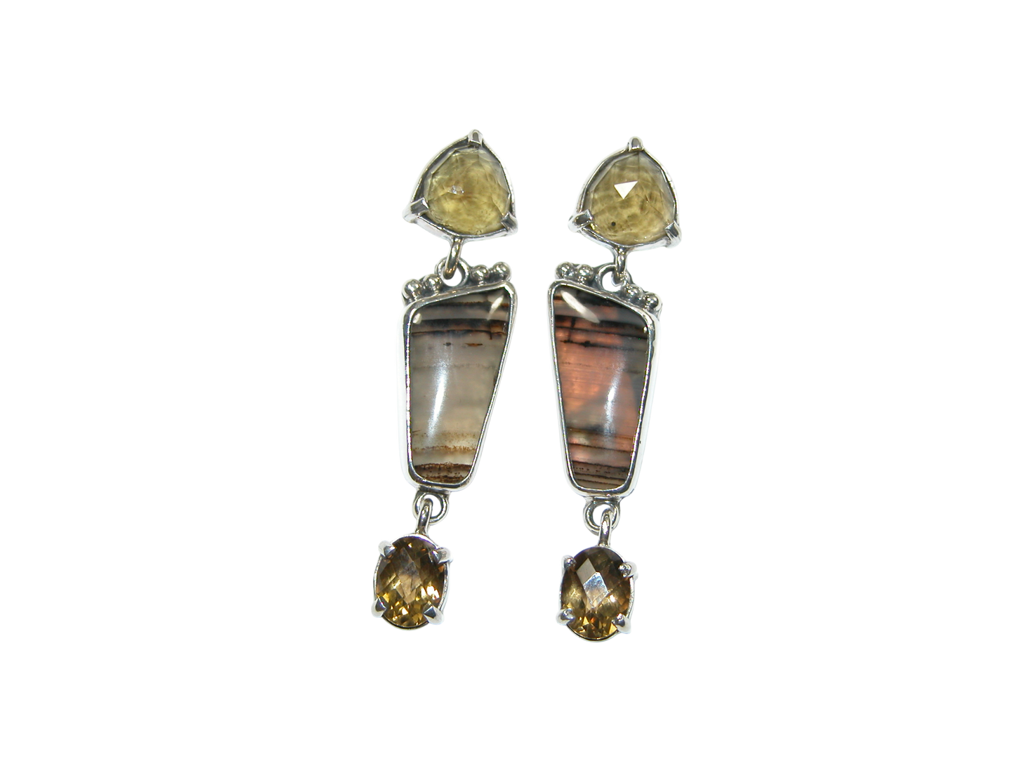 34381 Cognac Topaz Agate Sterling Silver Dangle Earring
