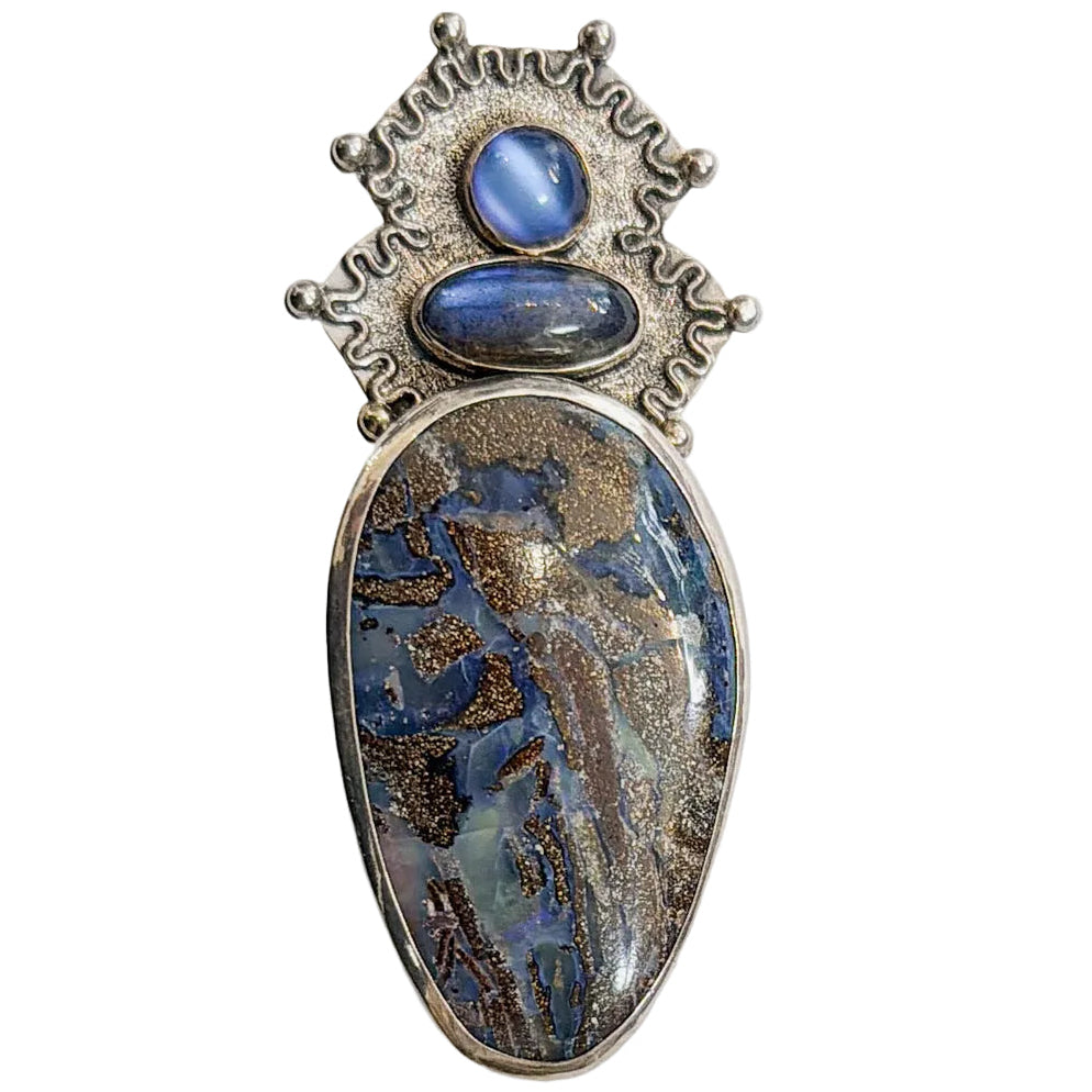 34393 Boulder Opal, Labradorite Pin / Pendant