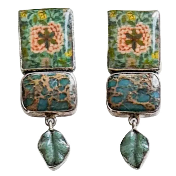 34424 Handmade Tile, Snake Skin Jasper Earrings