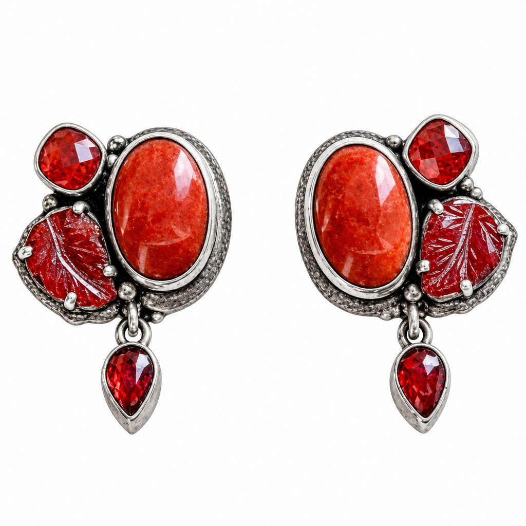 34426 Carnelian Cluster Earrings