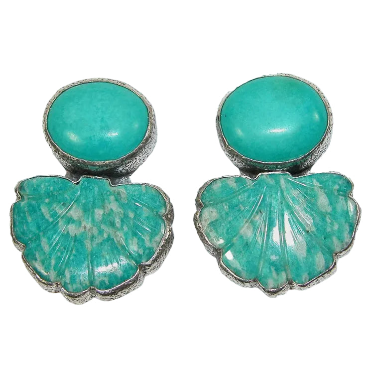 34459 Turquoise Amazonite Sterling Silver Earrings