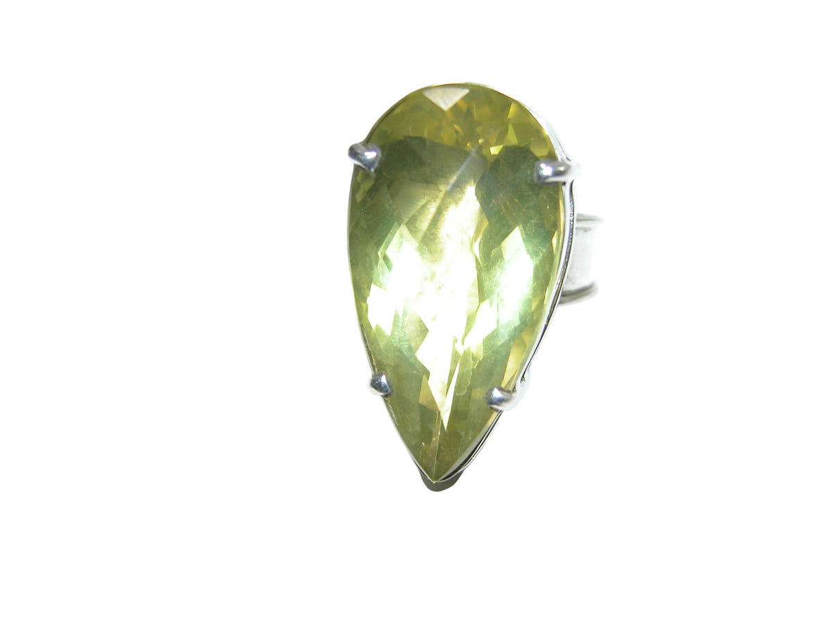 34520A Lemon Citrine Faceted Gemstone Sterling Silver Ring