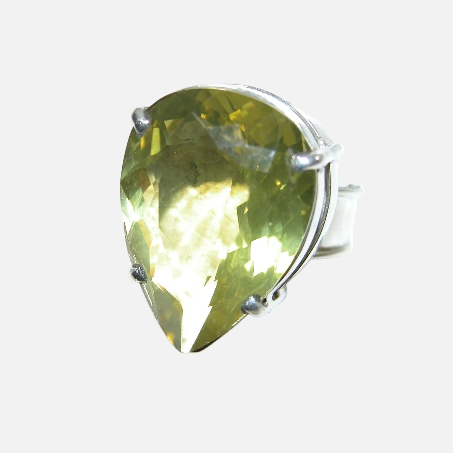34520 Faceted Lemon Citrine Sterling Silver Ring