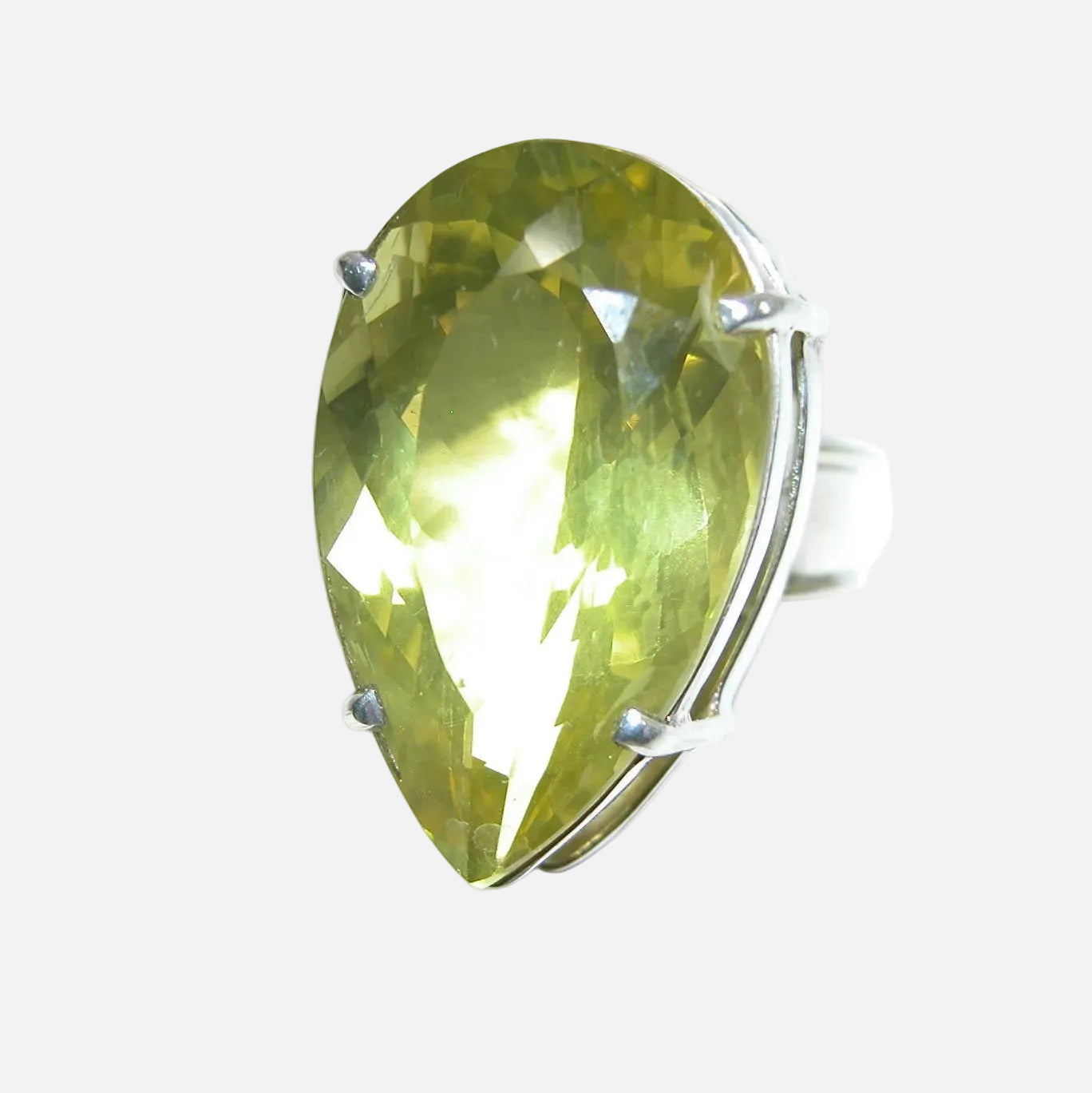 34520B Lemon Citrine Faceted Gemstone Sterling Silver Ring