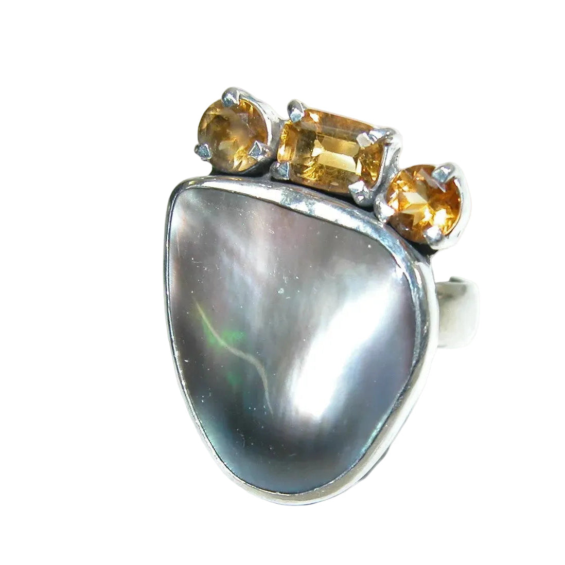 34523 Citrine Mabe Blister Pearl Sterling Silver Ring
