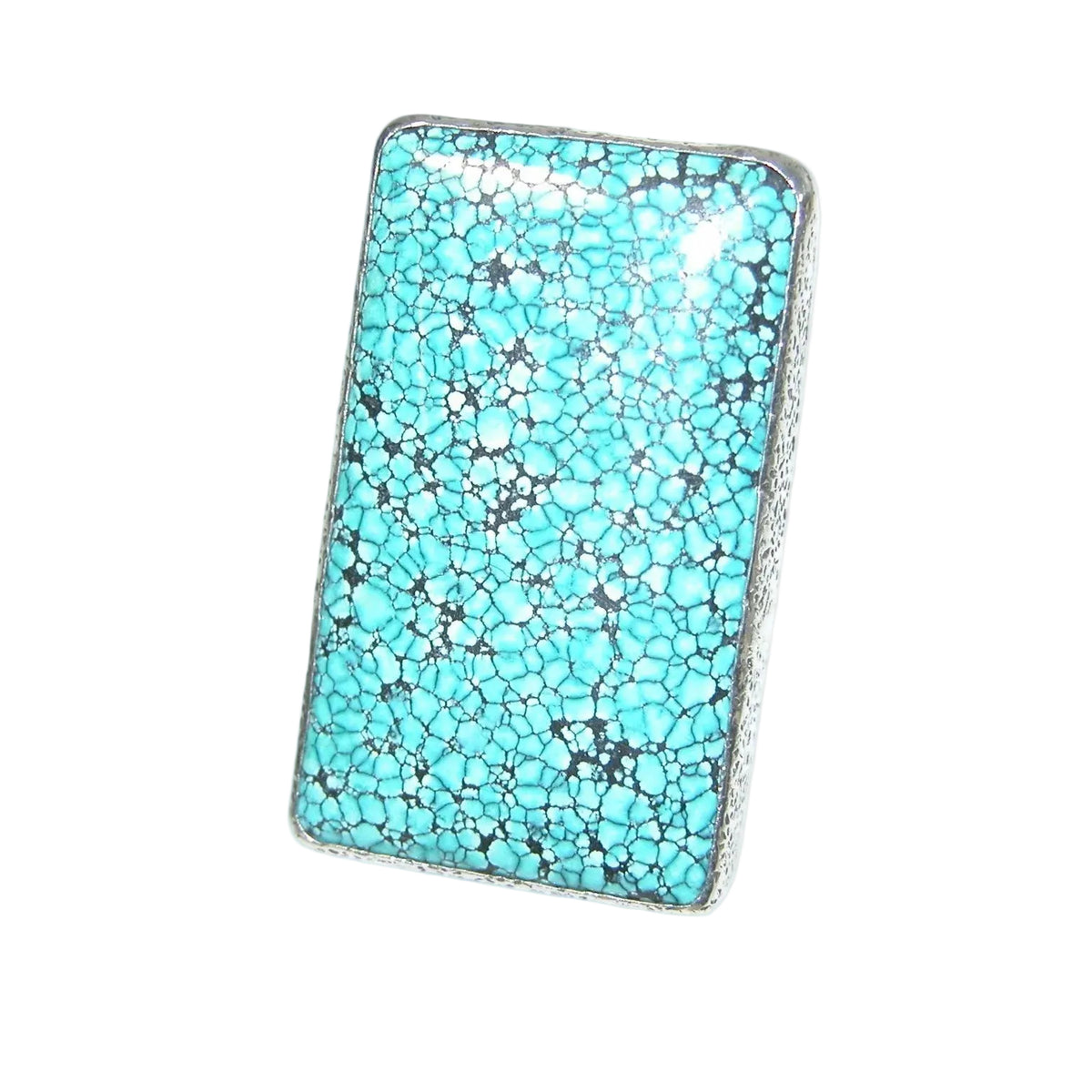 34526 Natural Turquoise Rectangle Sterling Silver Ring