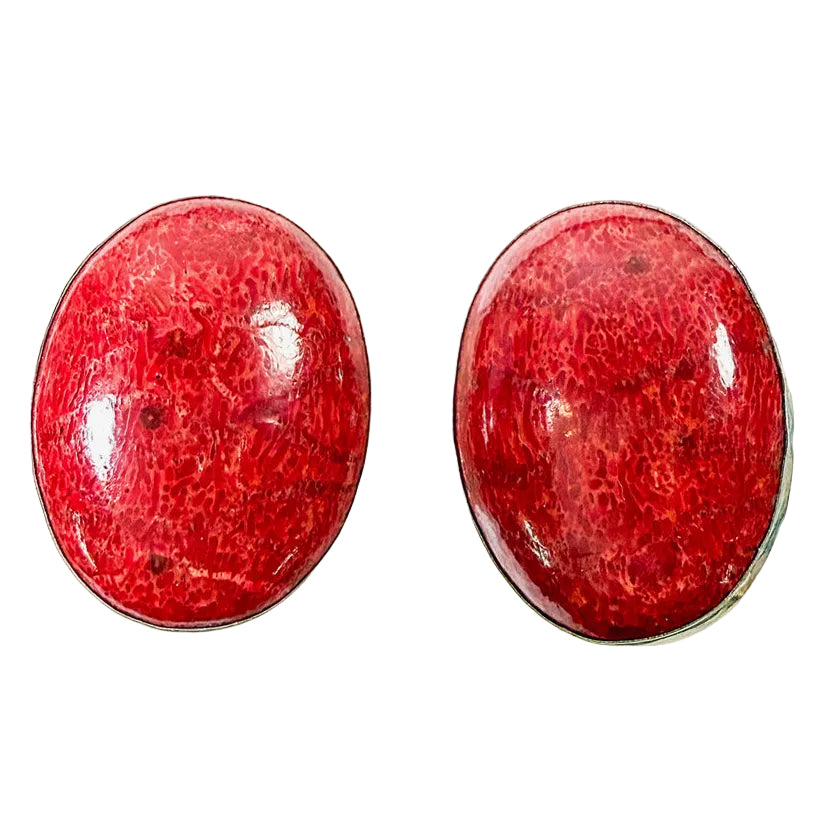 34545 Apple Coral Sterling Silver Earrings