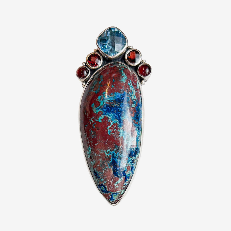 34546 Azurite, Blue Topaz Pin / Pendant