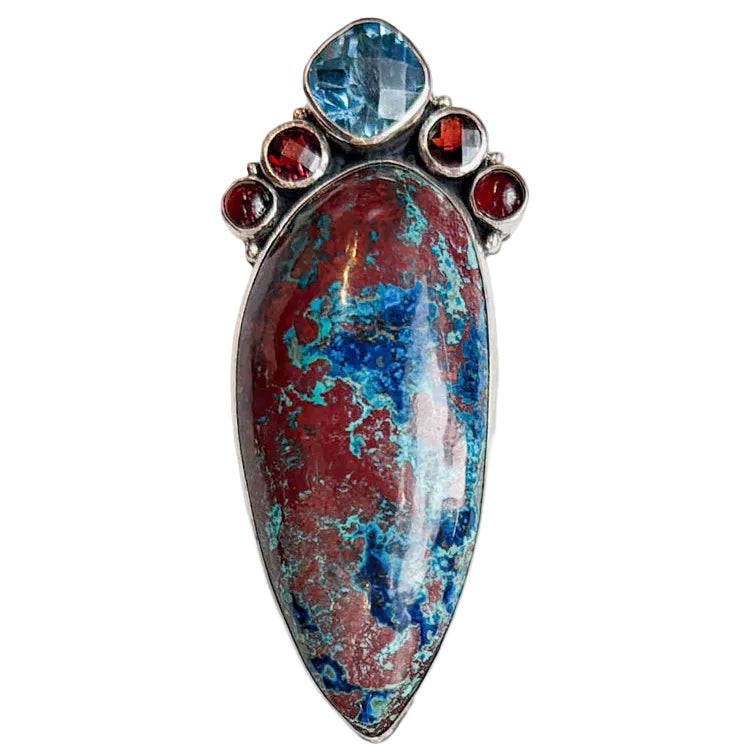 34546 Azurite, Blue Topaz Pin / Pendant