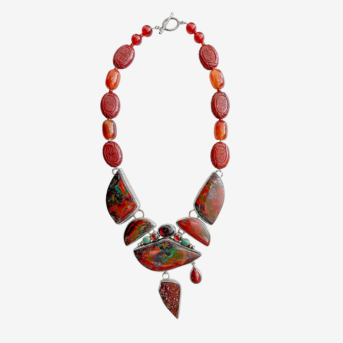 39604 Sangre Chrysocolla, Cuprite, Turquoise Necklace