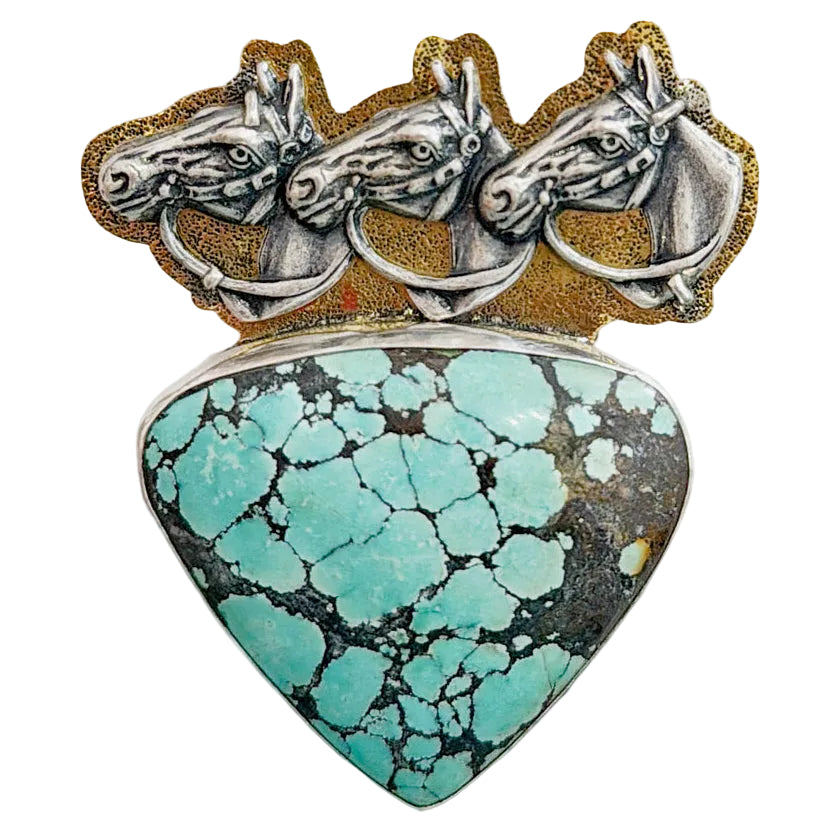 39644A/B Turquoise Horse Pin / Pendant