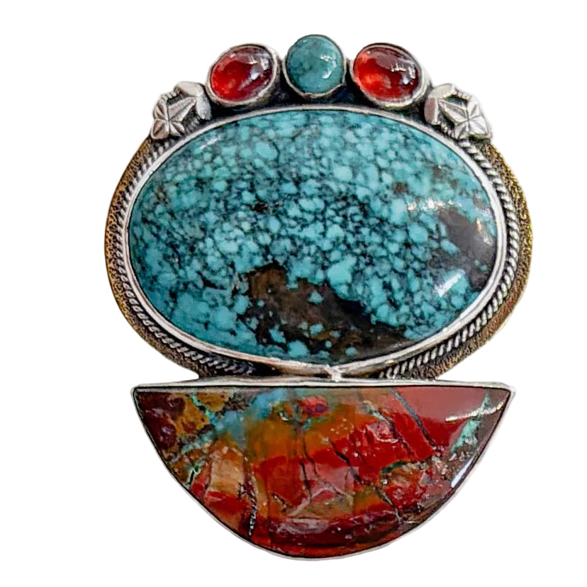 39658 Sangre Chrysocolla, Turquoise Pin / Pendant