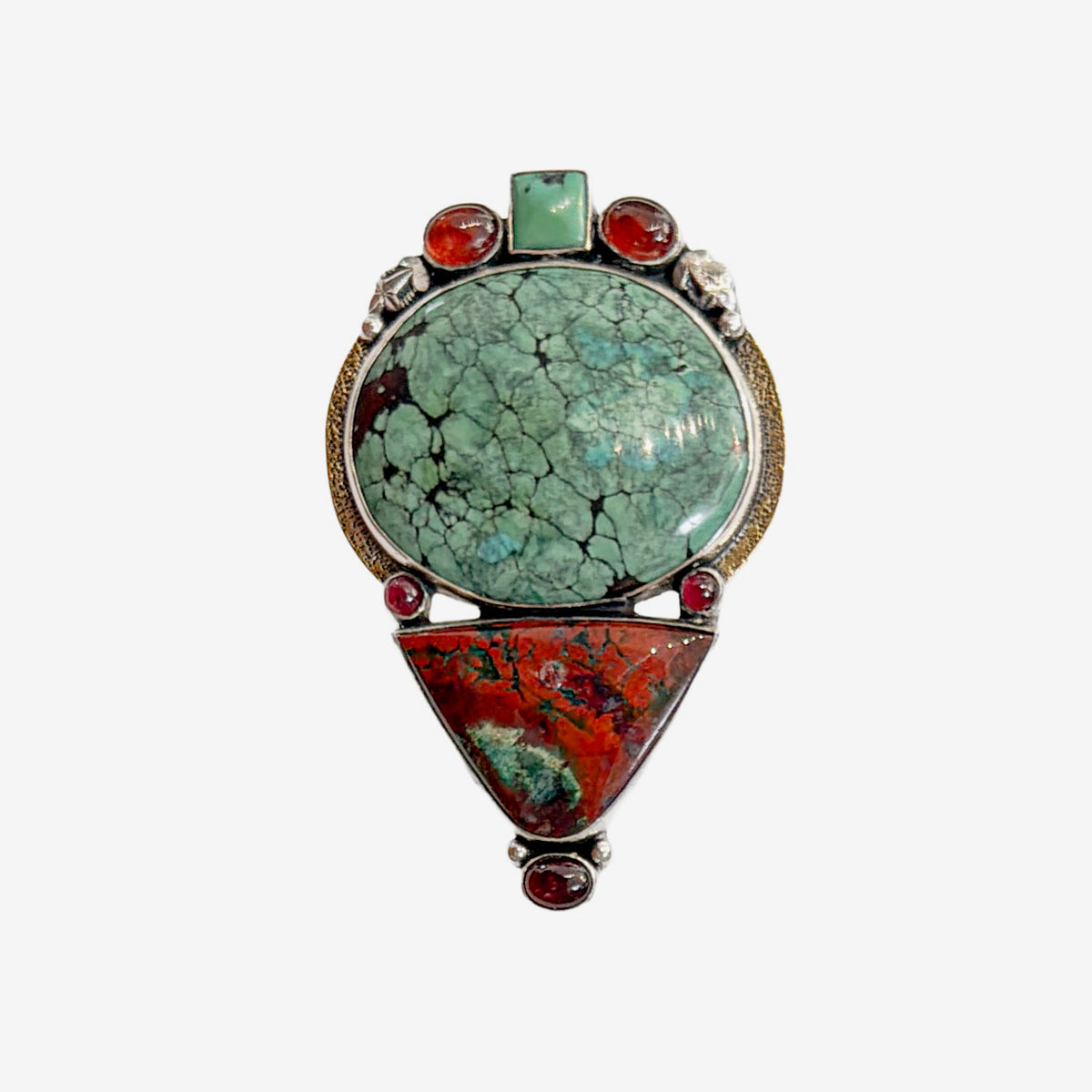 39670 Sangre Chrysocolla, Shattuckite, Cuprite Pin / Pendant