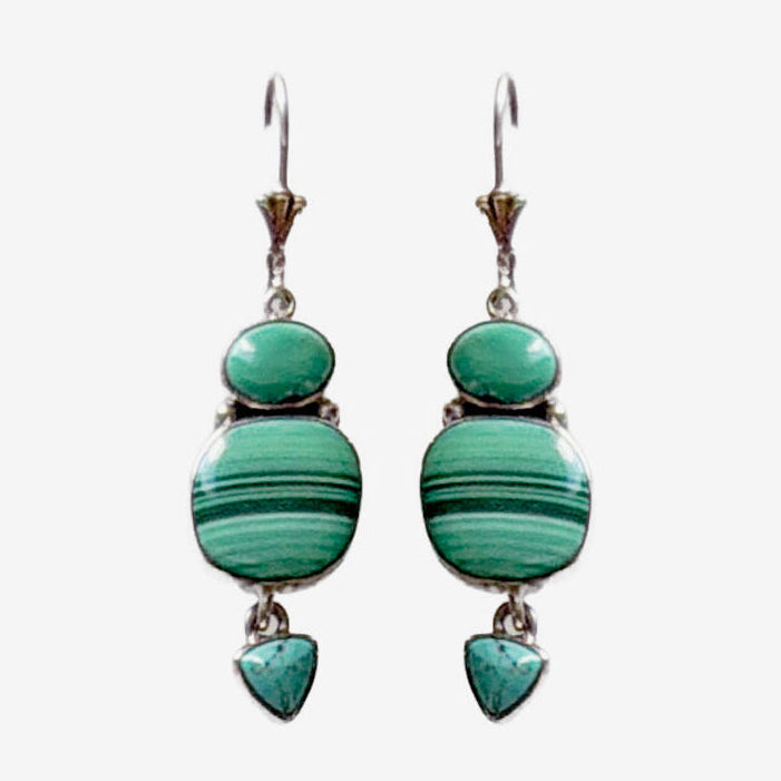 39684 Malachite, Turquoise Earrings