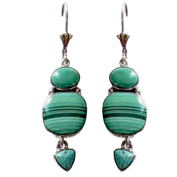 39684 Malachite, Turquoise Earrings