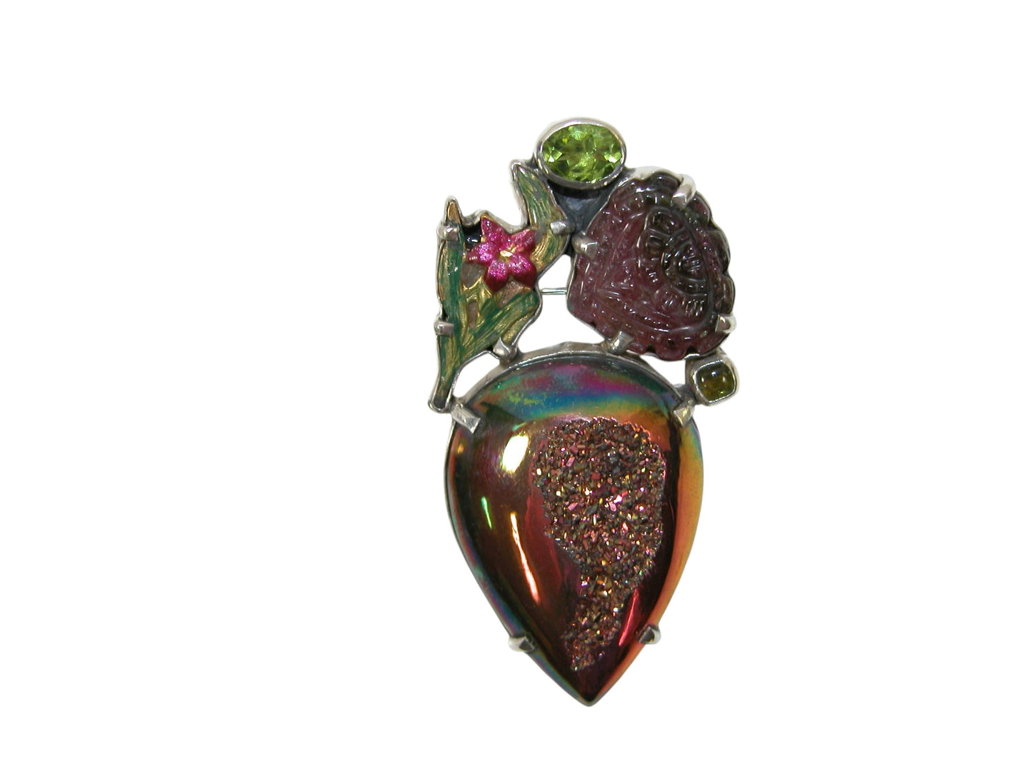 40012 Tourmaline and Enamel Pin Pendant