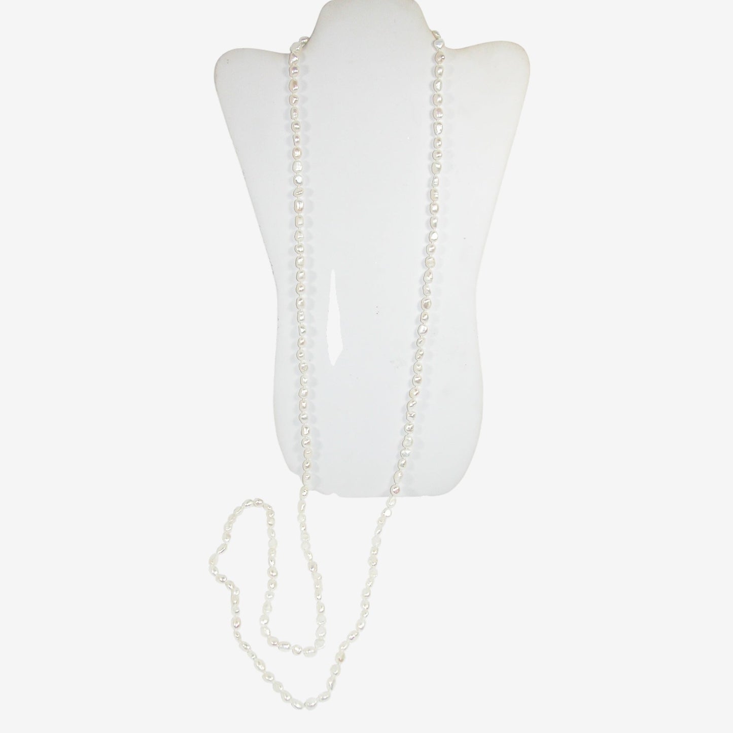 40020 Freshwater Pearl White Knotted Necklace