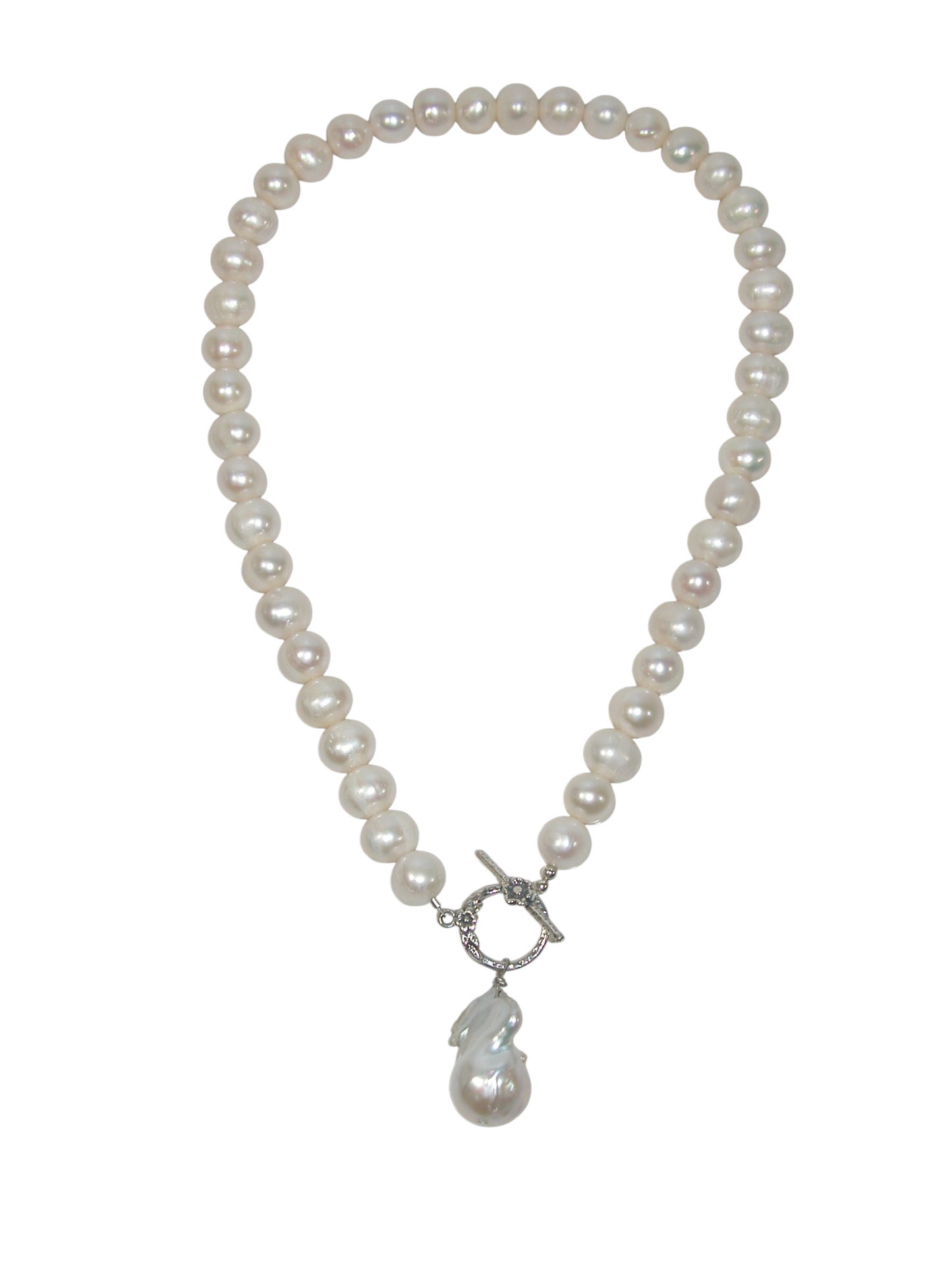 40070 Freshwater Pearl Necklace With Pearl Drop Toggle