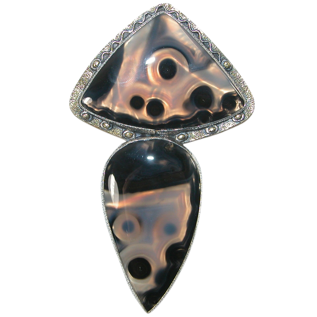 40133 Montanna Agate 2 Stone Sterling Silver Pin and Pendant