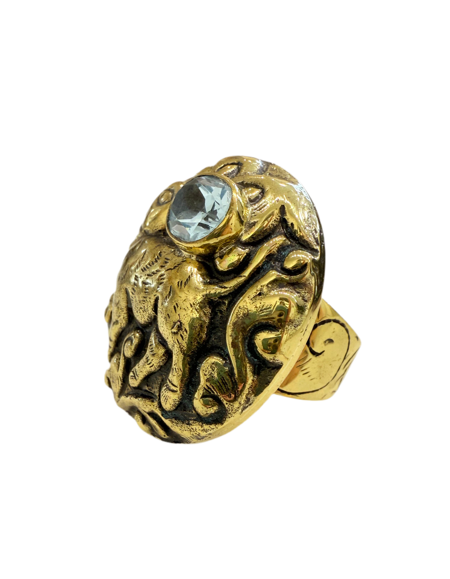 5019 Blue Topaz Cat Ring