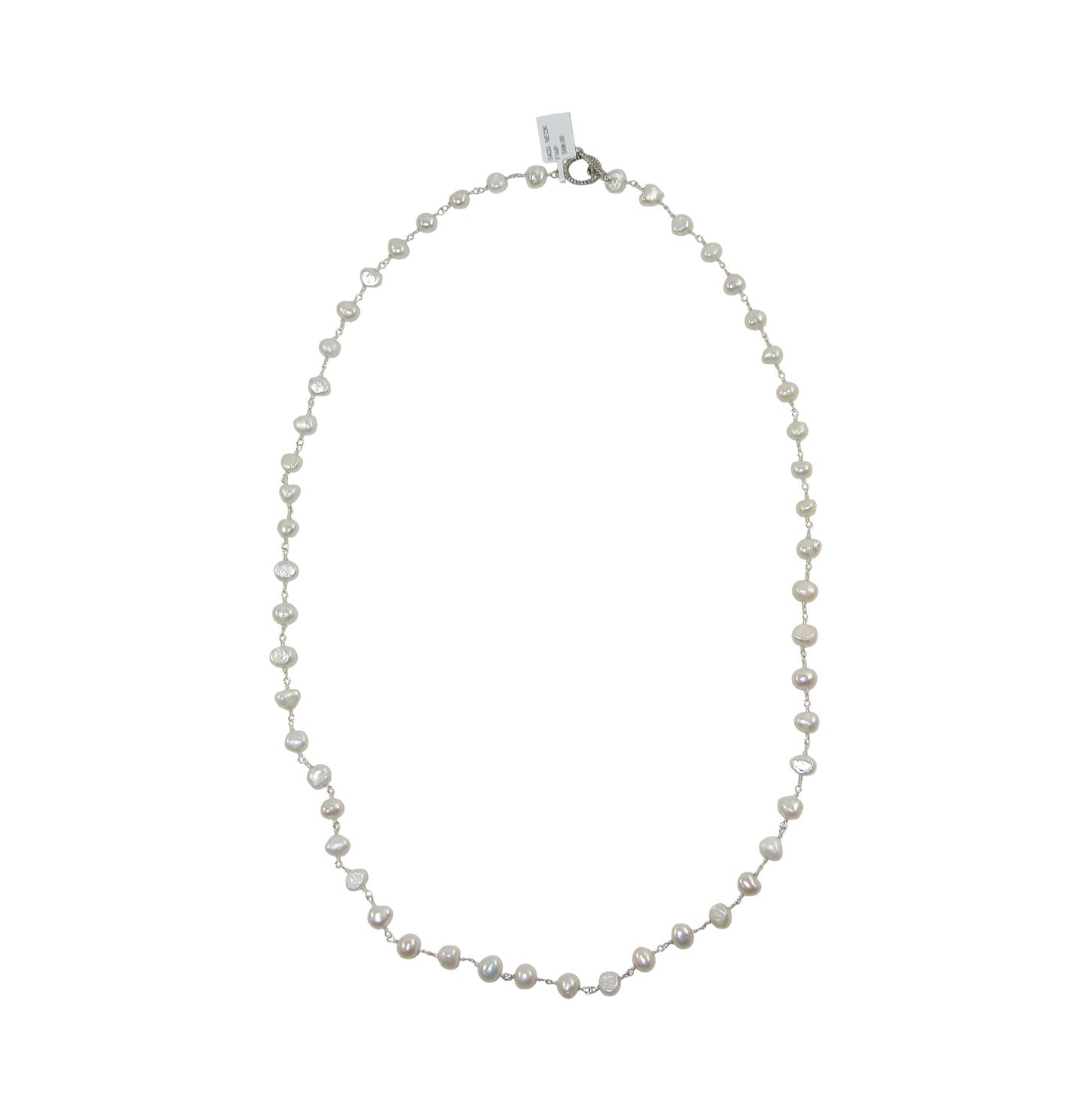 N5435 Freshwater Pearl Beaded Sterling Silver Necklace