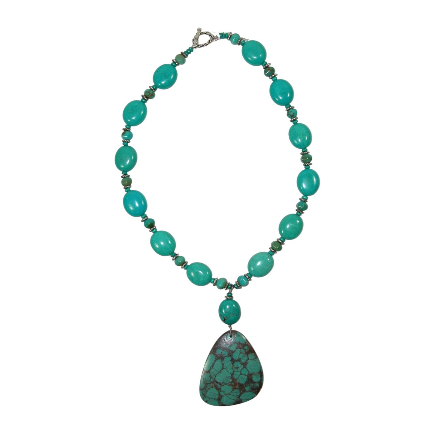 5555 Turquoise Beaded Sterling Silver Necklace