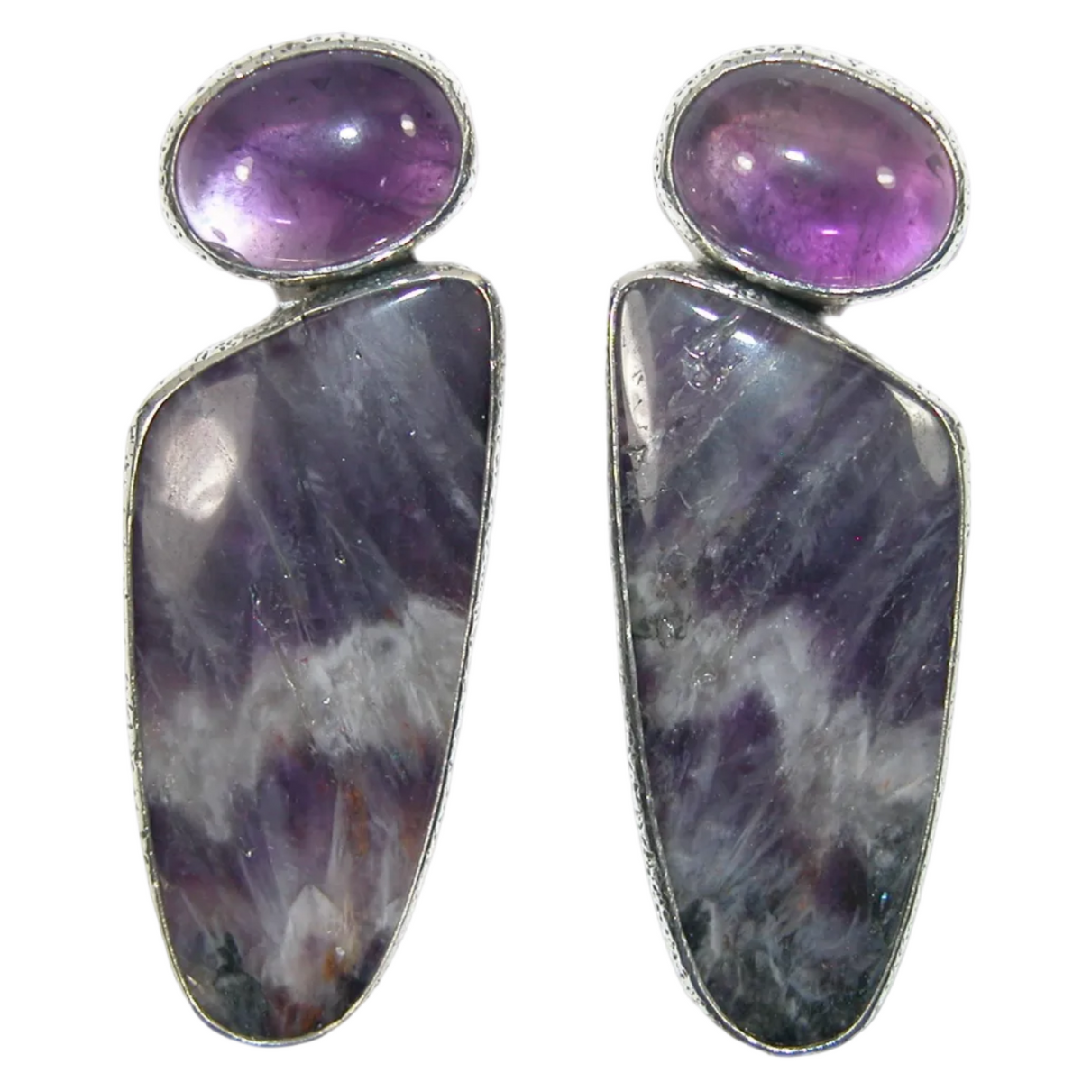 33359 Amethyst 2 Stone Earrings