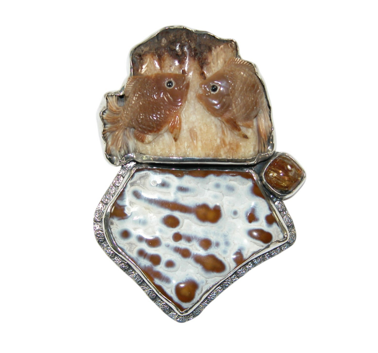 34160 Hand Carved Fish, Rutillated Quartz