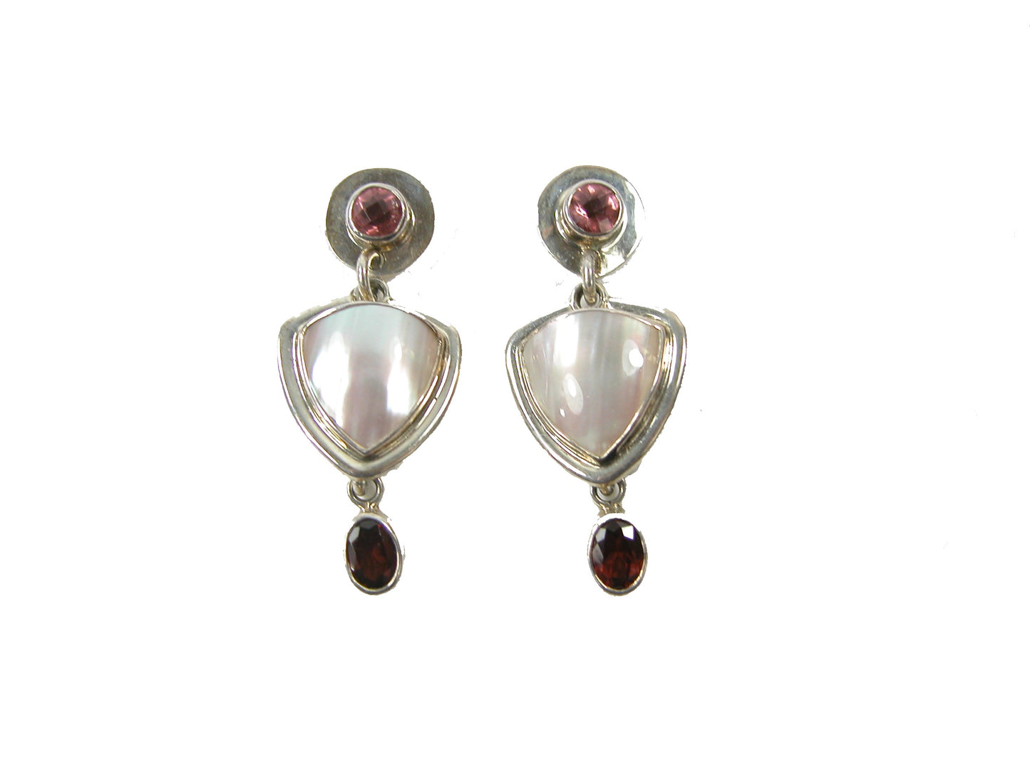 Mabe Pearl Garnet Sterling Silver Earring