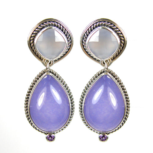 Chacledony Purple Quartz Drop Earring