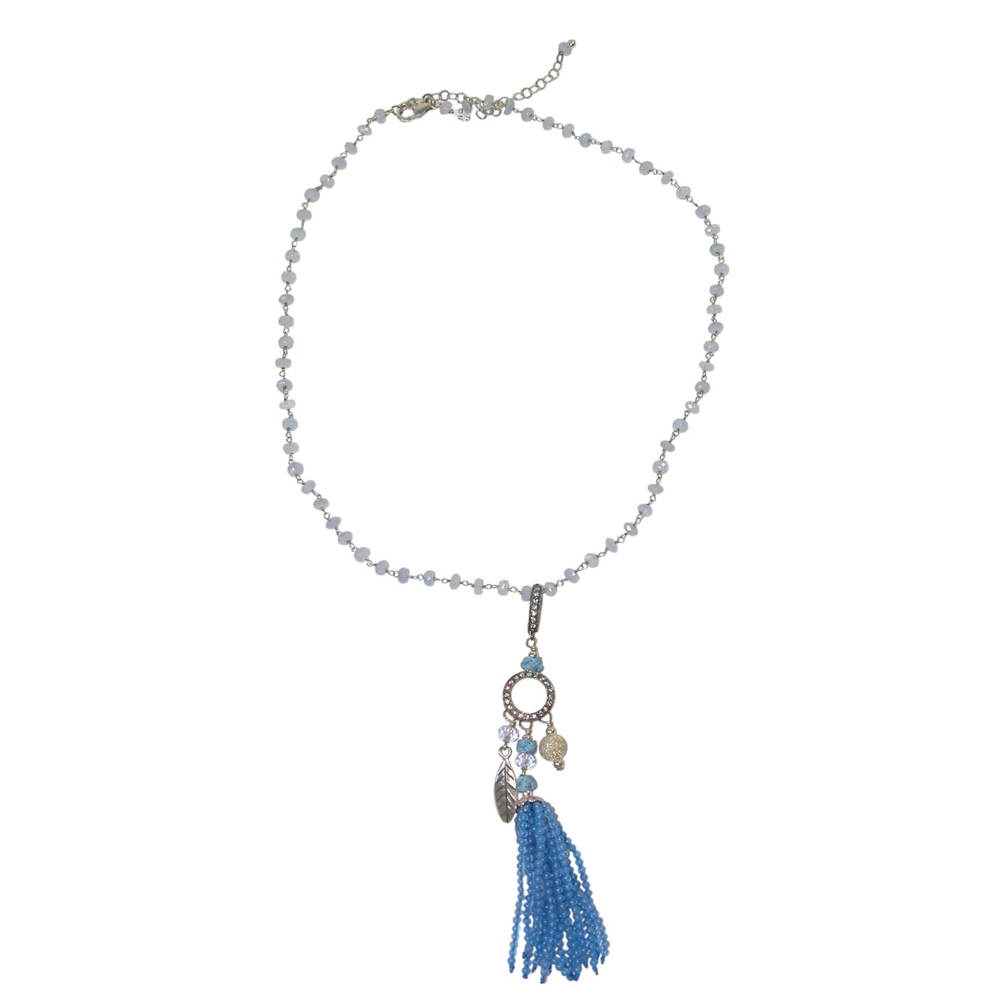 Tassel Beaded Sterling Silver Necklace