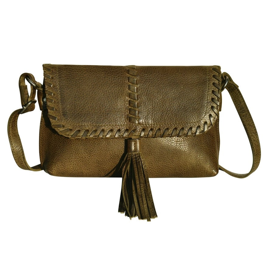 Wrapped Stitching Leather Crossbody Bag GF5047 Olive