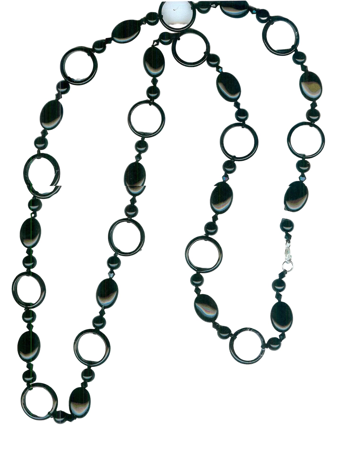 N4010 Black Agate O Ring Necklace