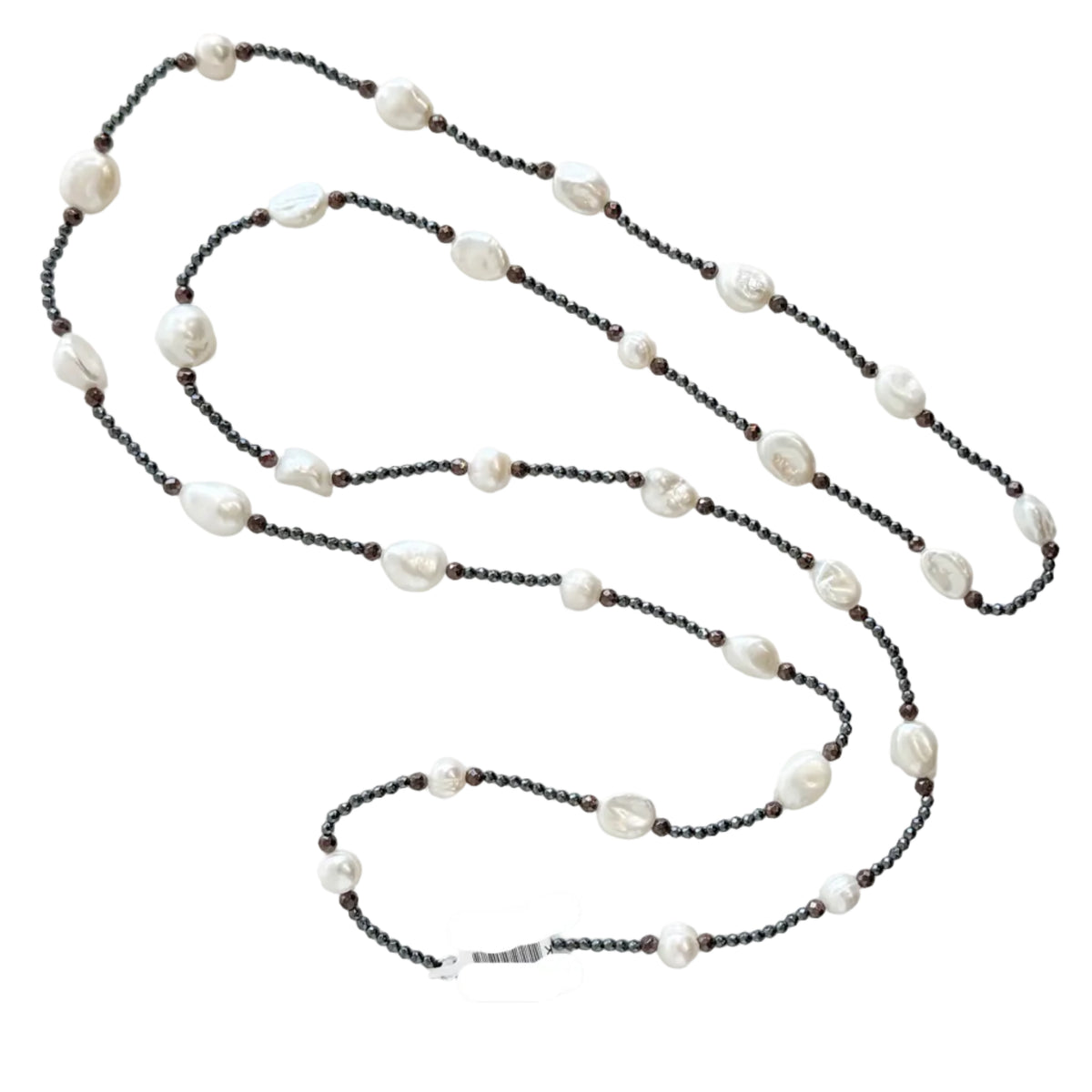 17743 Hematite Freshwater Pearl Beaded Necklace
