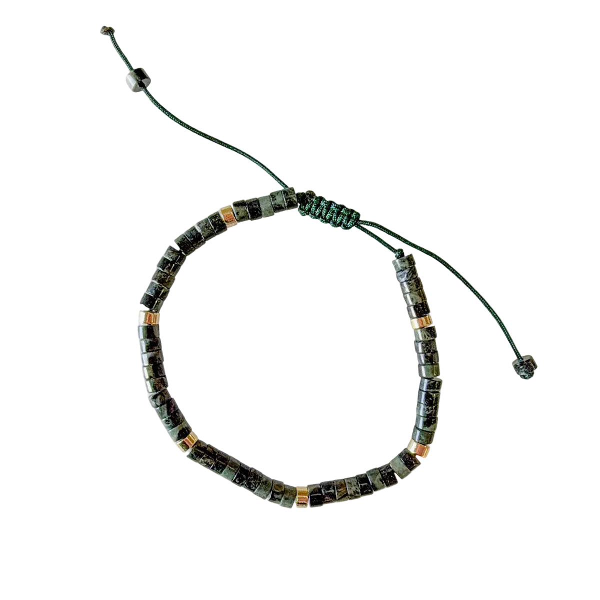 Adjustable Rondell Gemstone Bracelet, Fossil Stone (BR04)