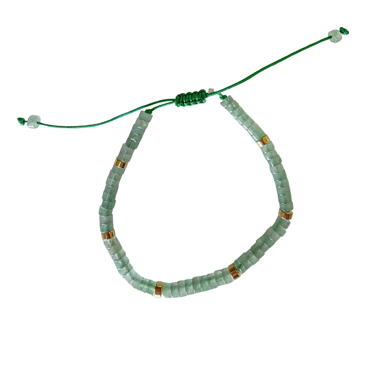 Adjustable Rondell Gemstone Bracelet, Green Aventurine (BR05)