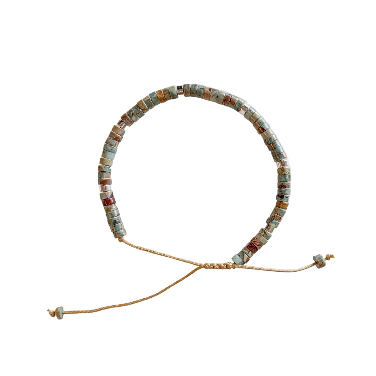 Adjustable Rondell Gemstone Bracelet, Jasper (BR08)