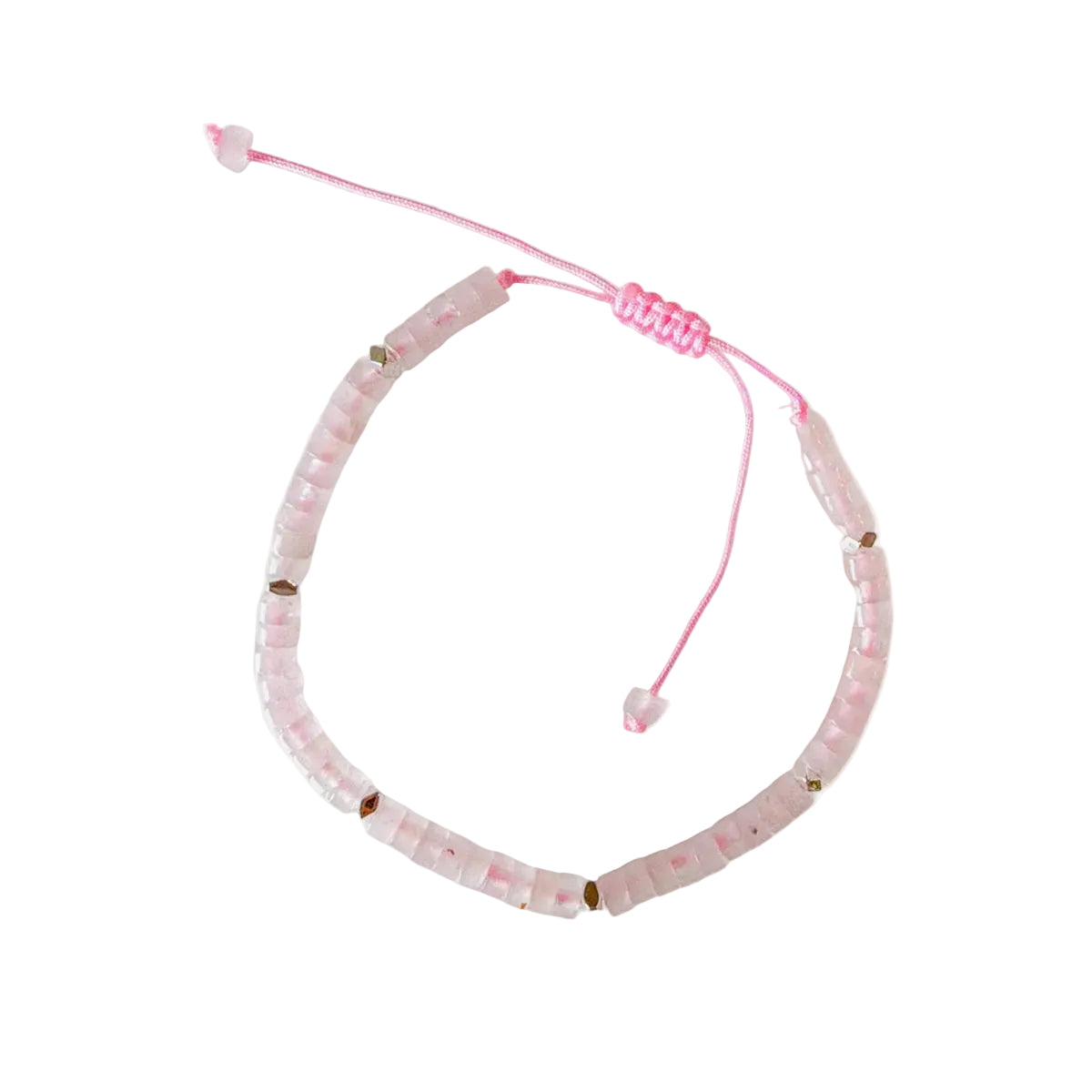 Adjustable Rondell Gemstone Bracelet, Rose Quartz (BR13